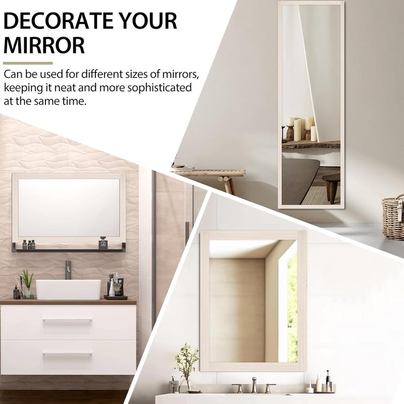 Rindion 45 FT Beige Wood Grain Wallpaper Border, Removable Waterproof Mirror Frame Border, Self Adhesive Kitchen Bathroom Mirror Frame Sticker (3.94Inch X 45.9 Ft) - Image 5